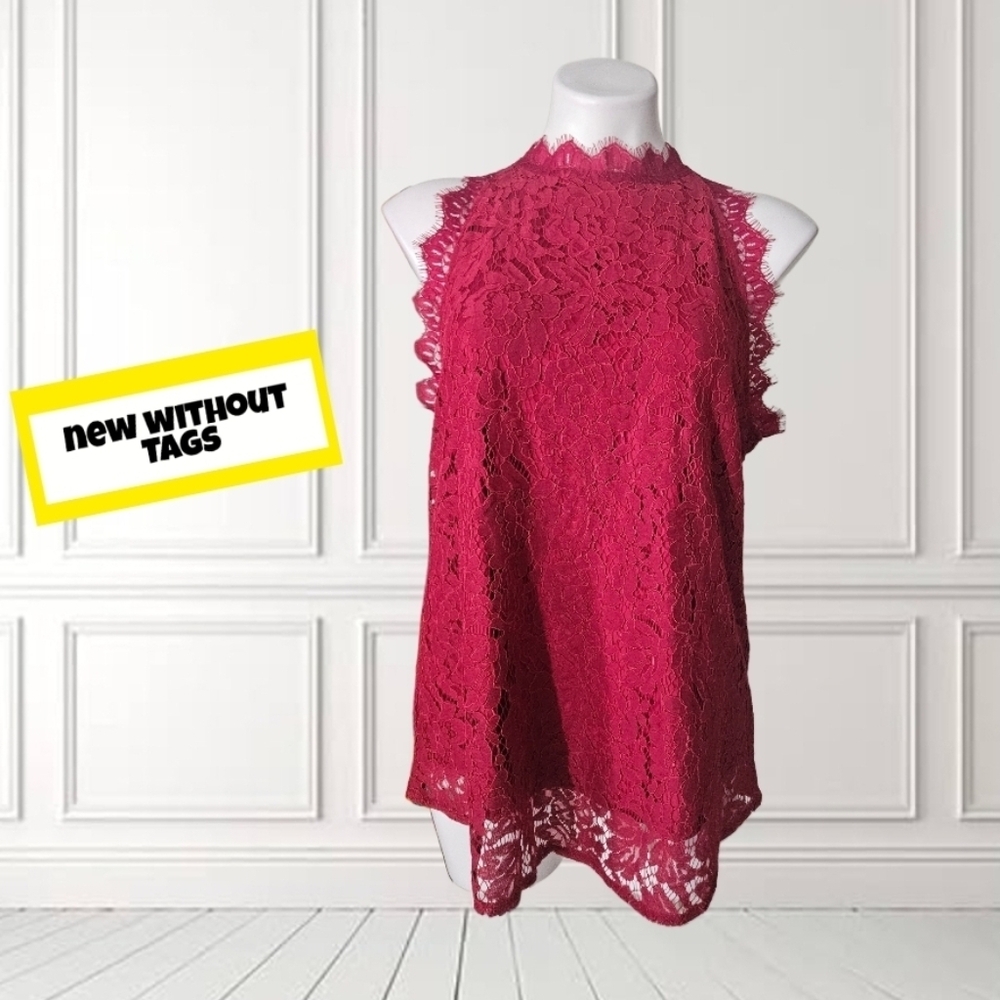 HALIFE Sleeveless Red Lace Top Size XL